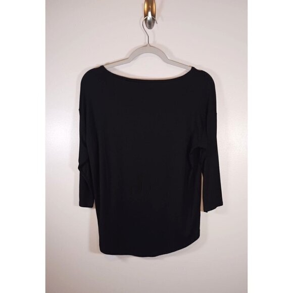 Tahari Lagenlook Tunic Knit Black 3/4 Length Sleeve Knit Crew Neck Size S‎ NWT - Picture 2 of 5